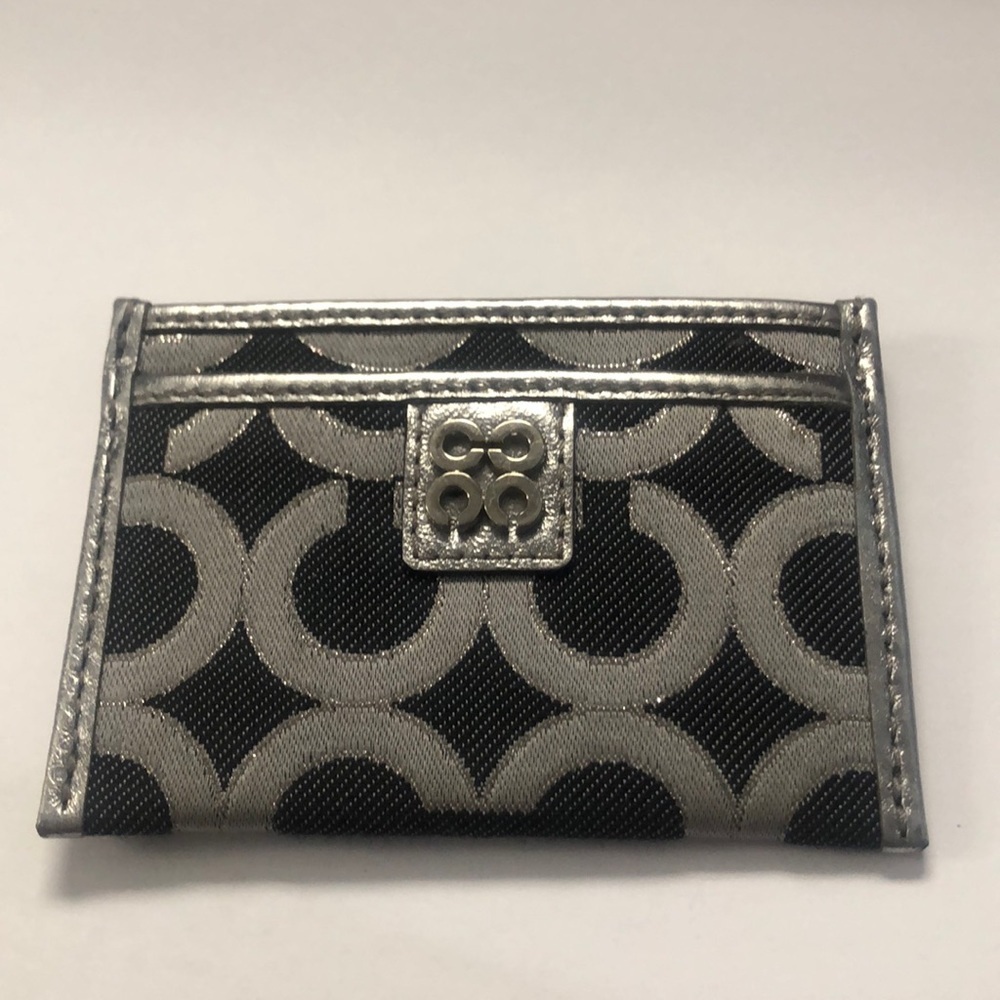 Coach Black and Silver Card Holder